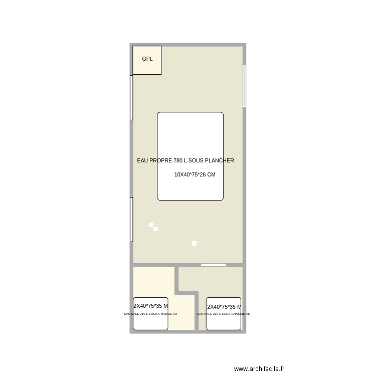 cuve . Plan de 3 pièces et 16 m2