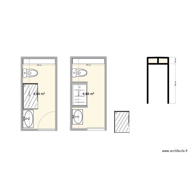 salle de bain Luc. Plan de 4 pièces et 10 m2