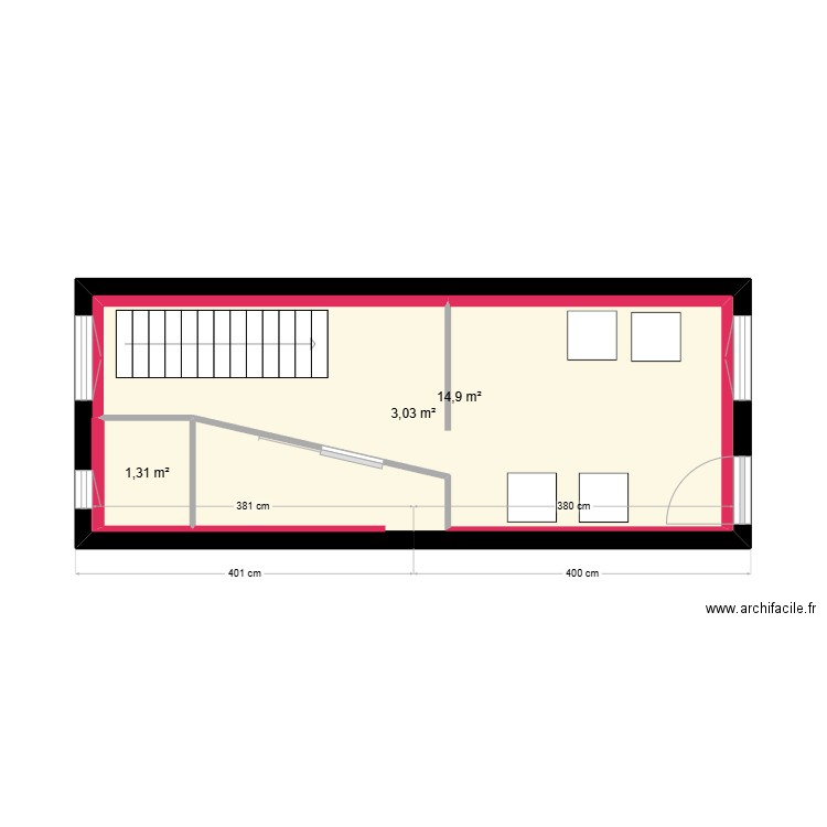 MAISON 3. Plan de 3 pièces et 38 m2