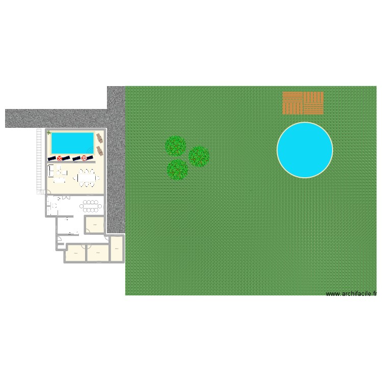 projet terrasse. Plan de 5 pièces et 181 m2