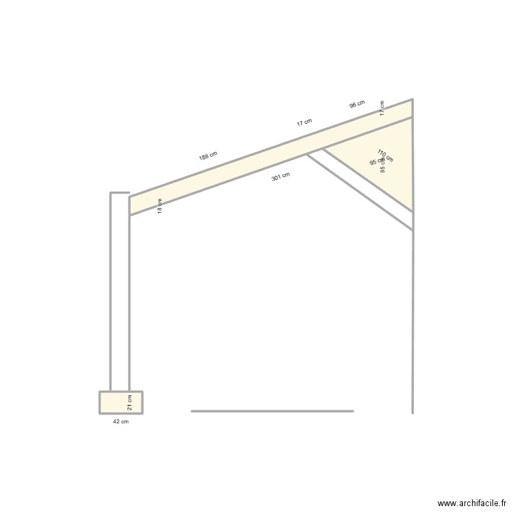 ATELIER VUE DE FACE. Plan de 3 pièces et 1 m2