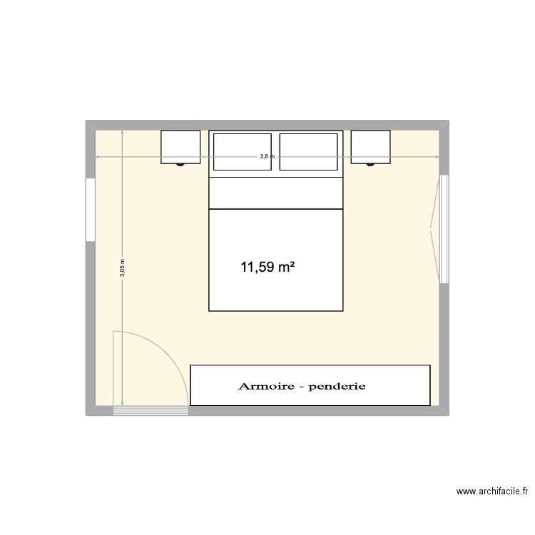 suite richard. Plan de 1 pièce et 12 m2