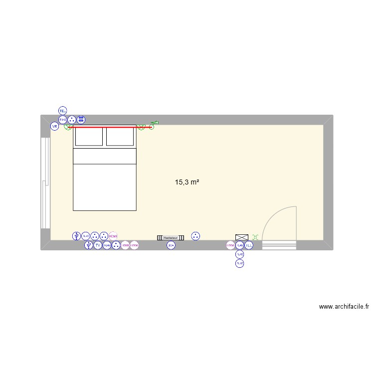 Pompe plan Electrique. Plan de 1 pièce et 15 m2