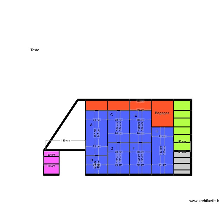Les AAA. Plan de 9 pièces et 8 m2