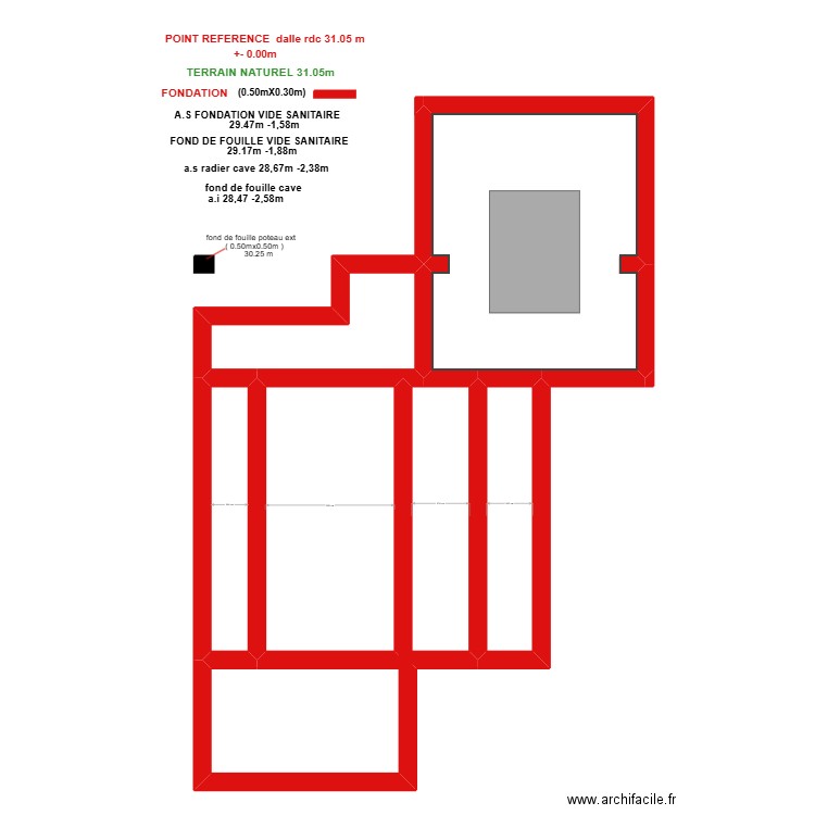 FONDATION. Plan de 5 pièces et 109 m2