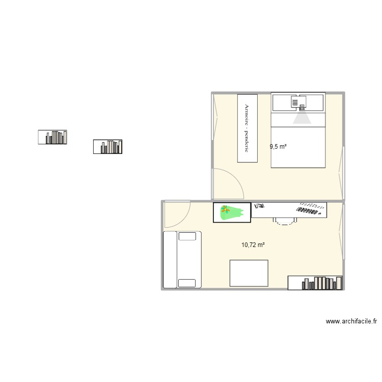 maison. Plan de 2 pièces et 20 m2