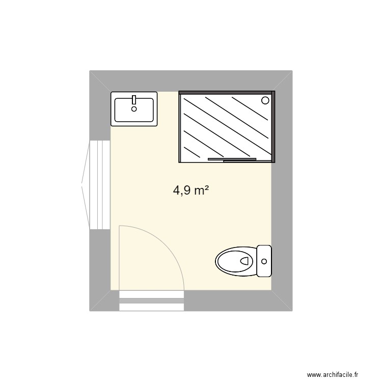 SDB Thanh. Plan de 1 pièce et 5 m2