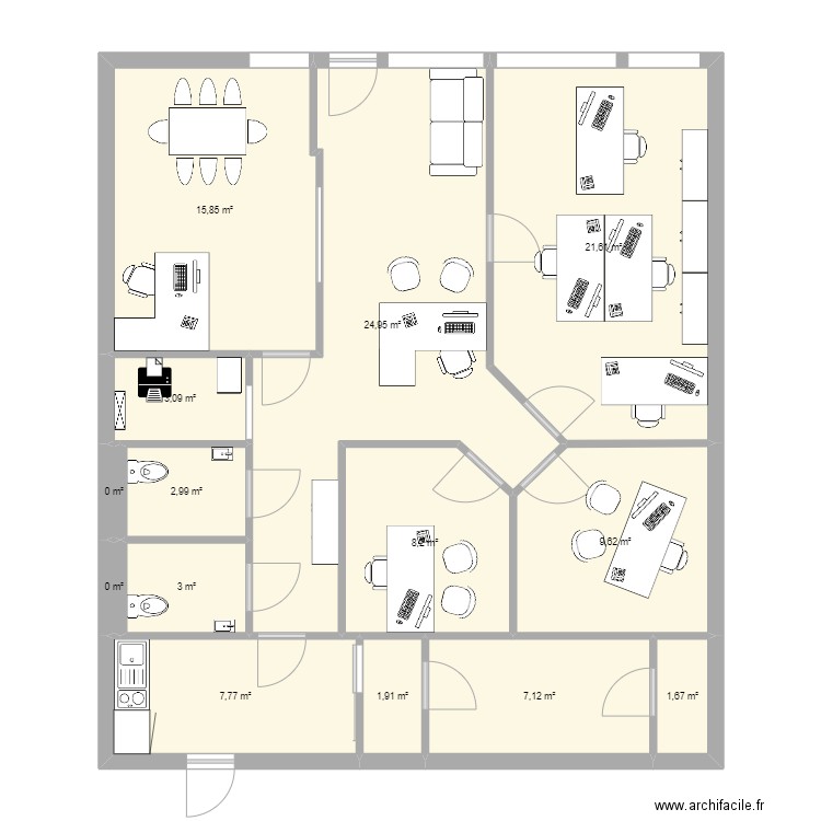 TEIZIMMO. Plan de 14 pièces et 108 m2