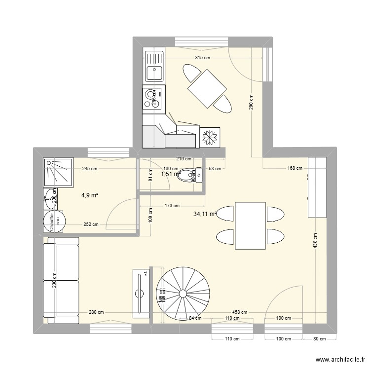 arvilllers 3. Plan de 3 pièces et 41 m2