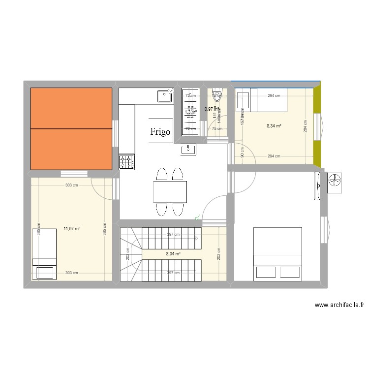 3EME. Plan de 5 pièces et 30 m2