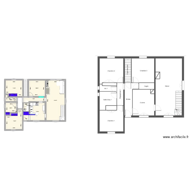 Maison AIX. Plan de 8 pièces et 91 m2