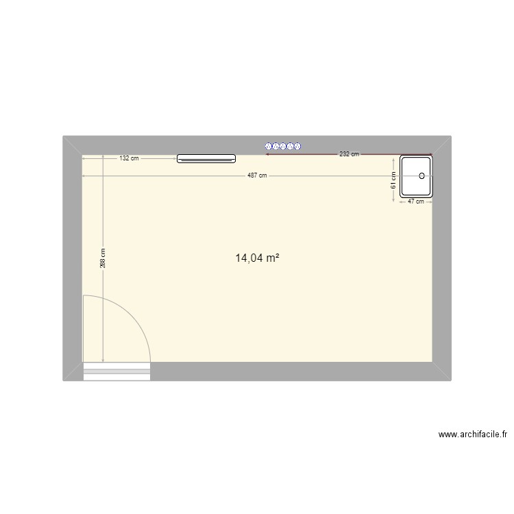 CABINE 1 NIMES. Plan de 1 pièce et 14 m2