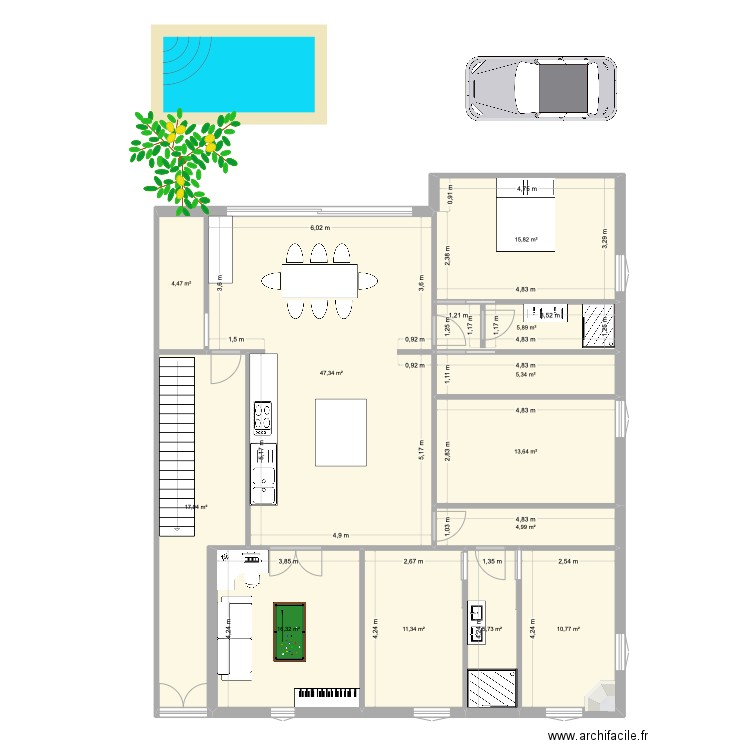 Labaune 3. Plan de 12 pièces et 160 m2