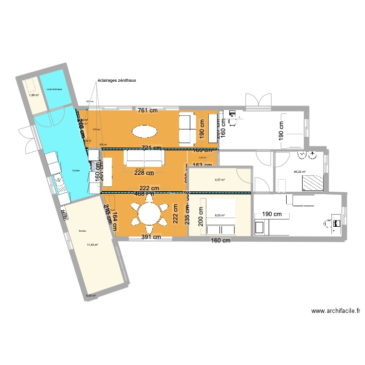 plan 3 . Plan de 7 pièces et 32 m2