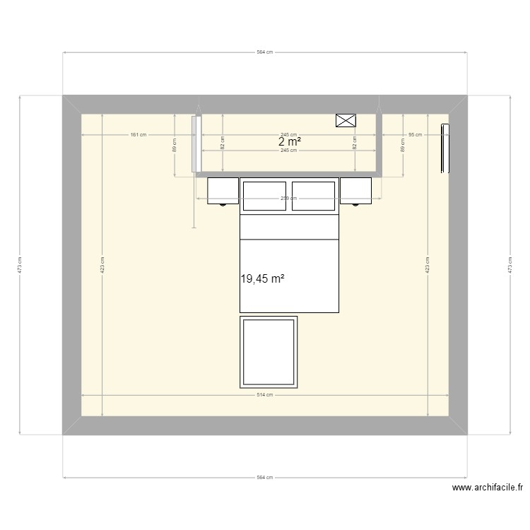 Granpré SDB projet etage. Plan de 2 pièces et 21 m2