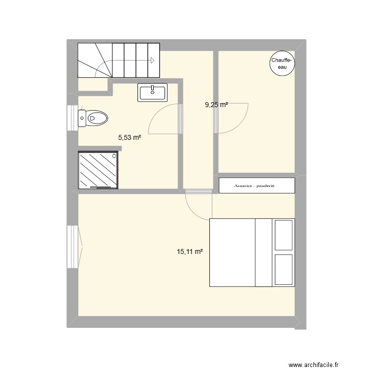 APPARTEMETN MATHIEU 1ER ETAGE. Plan de 3 pièces et 30 m2