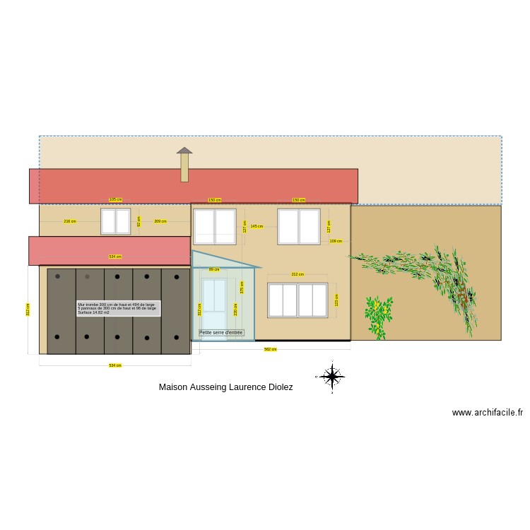 façade sud Ausseing maison Laurence Diolez bis. Plan de 0 pièce et 0 m2