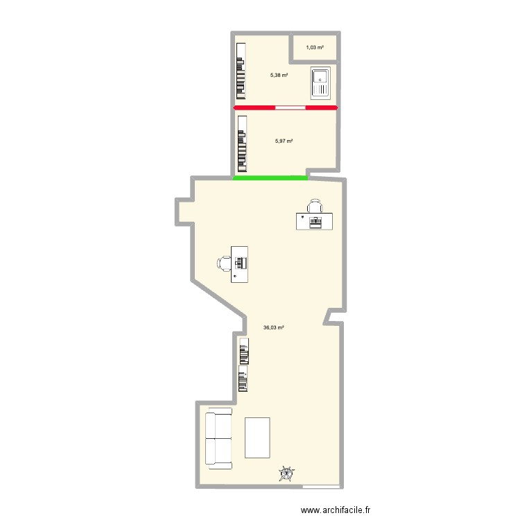 Les fees du vrac. Plan de 4 pièces et 48 m2