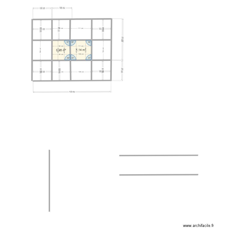 PANNEAU. Plan de 2 pièces et 2 m2