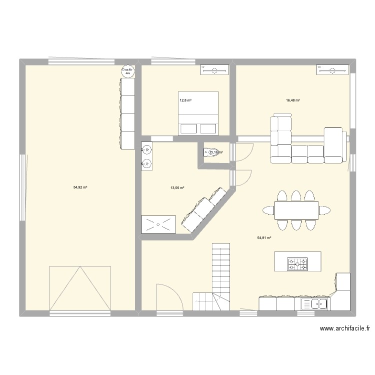 Projet maison 100m2. Plan de 4 pièces et 96 m2