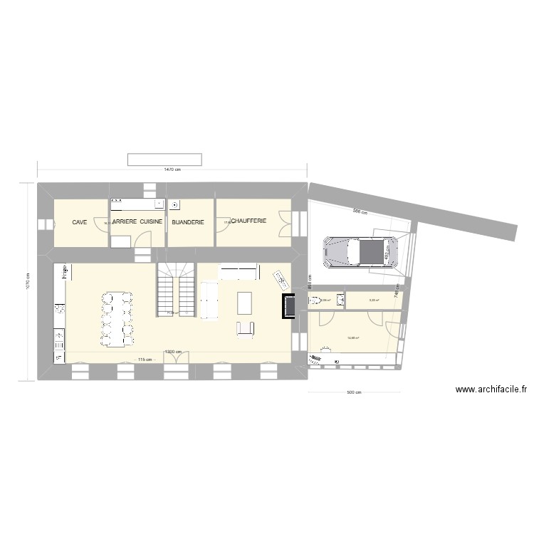 PROJET 1   RDC. Plan de 6 pièces et 125 m2