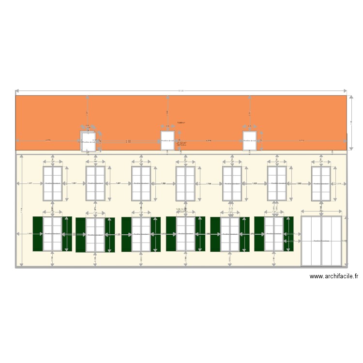 WIMILLE  façade avant. Plan de 2 pièces et 177 m2