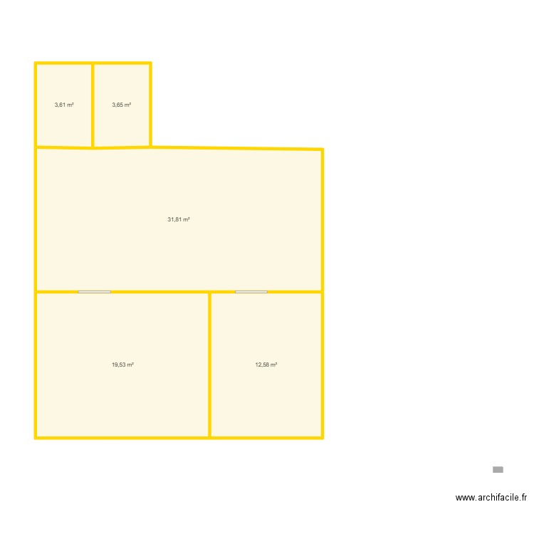 boulangerie. Plan de 5 pièces et 71 m2