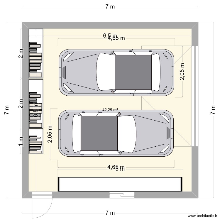 Garage. Plan de 1 pièce et 42 m2