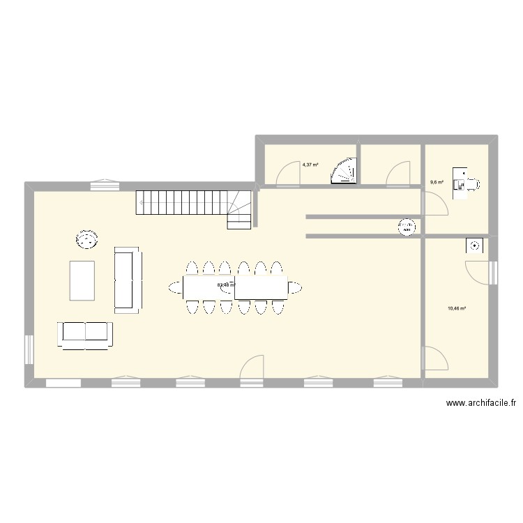 Maison . Plan de 4 pièces et 108 m2