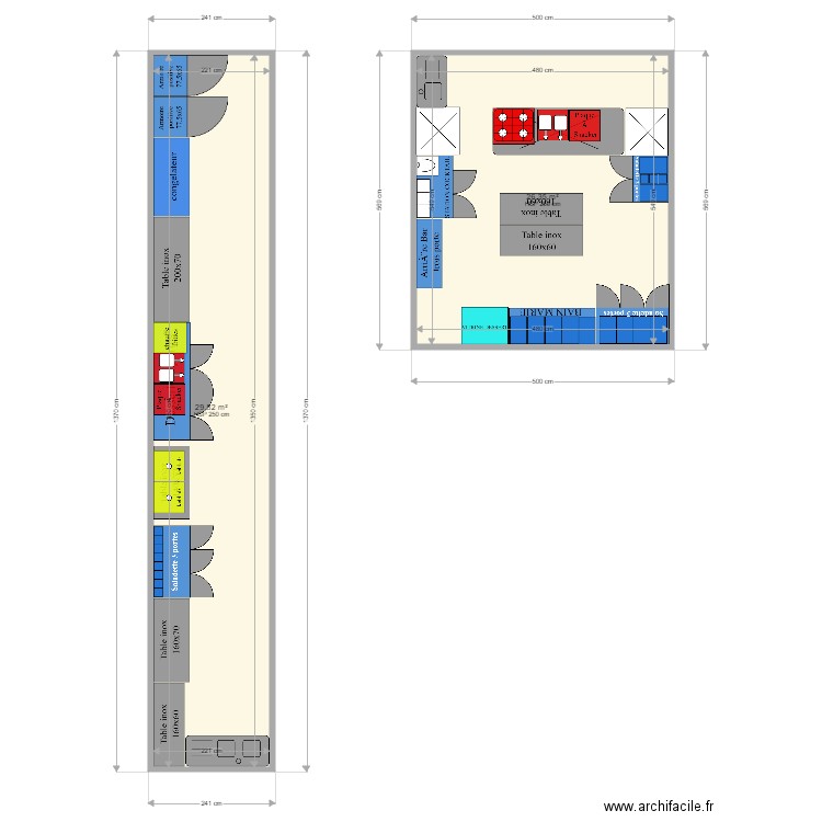 FOOD COURT SAINT CLOUD. Plan de 2 pièces et 56 m2