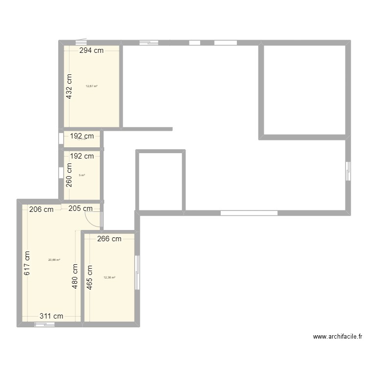 modif. Plan de 5 pièces et 52 m2