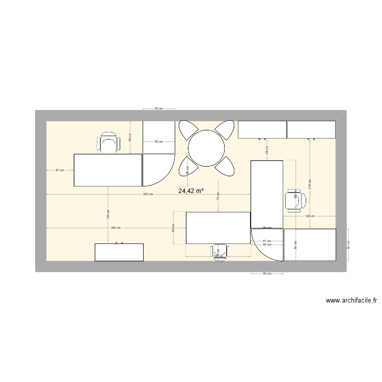 bureau. Plan de 1 pièce et 24 m2