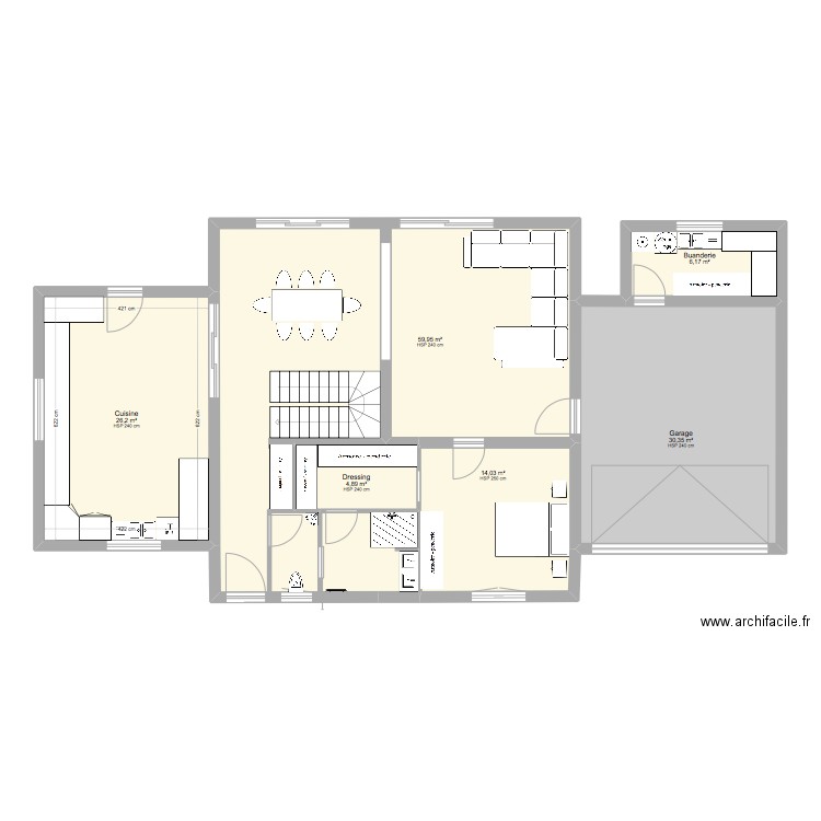 AL1. Plan de 6 pièces et 142 m2