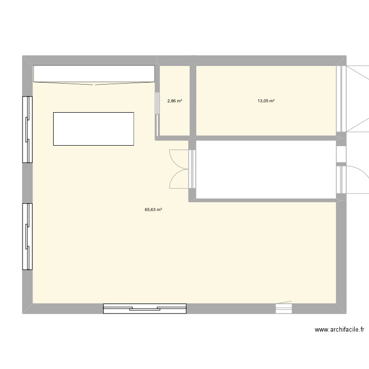 MAISON VILLENAVE RDC. Plan de 3 pièces et 82 m2