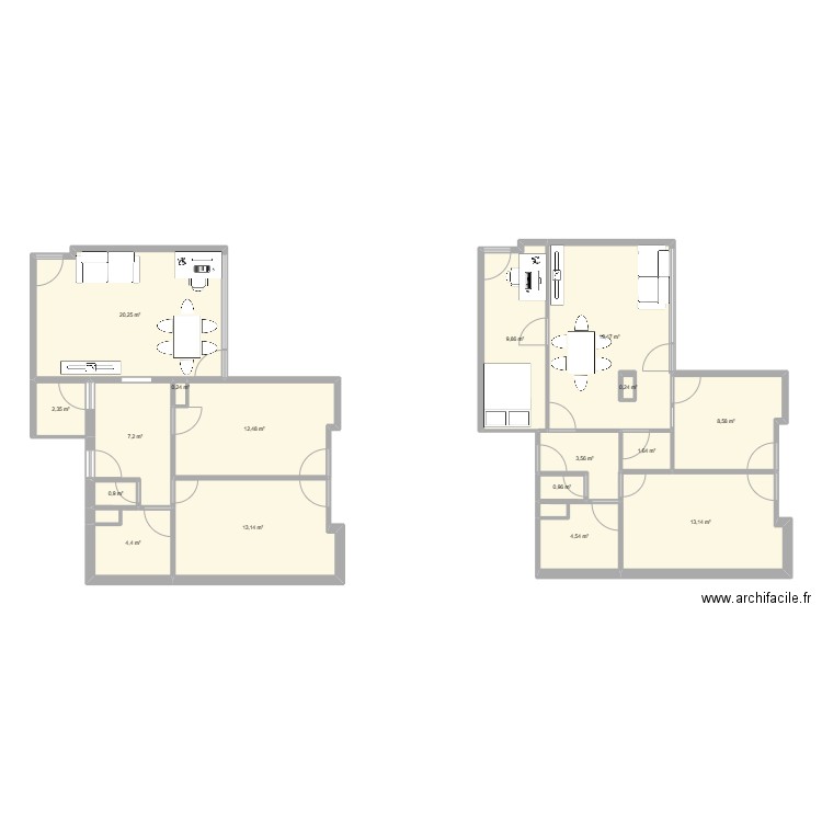 Appart. Plan de 17 pièces et 123 m2