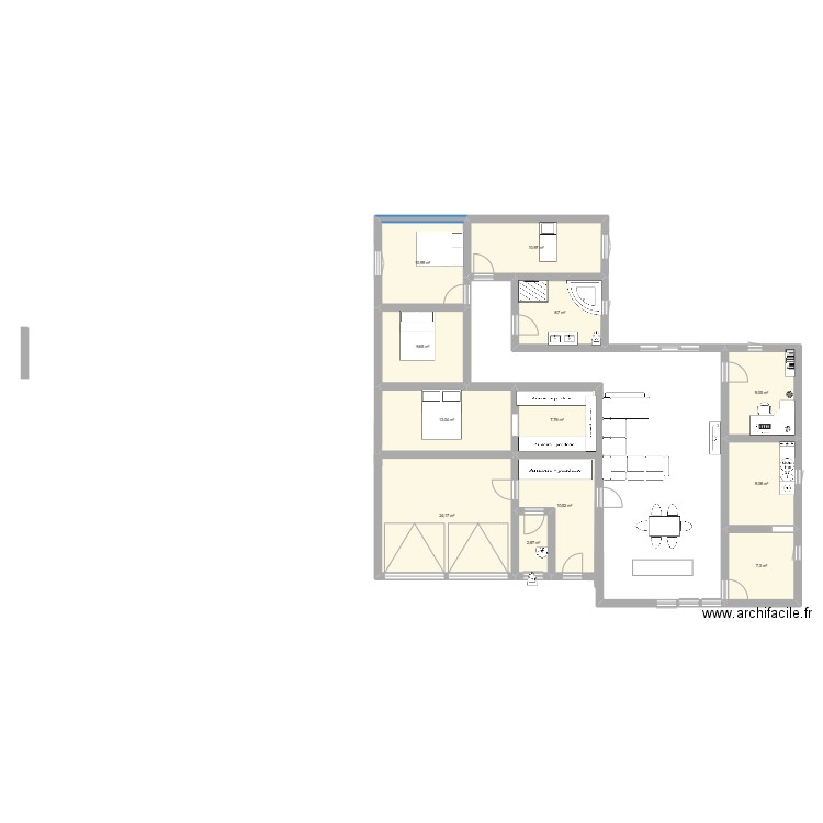 essai 1. Plan de 12 pièces et 124 m2