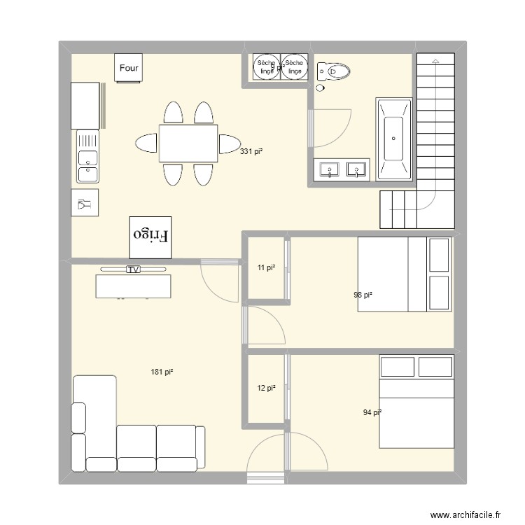 379 st antoine. Plan de 7 pièces et 68 m2