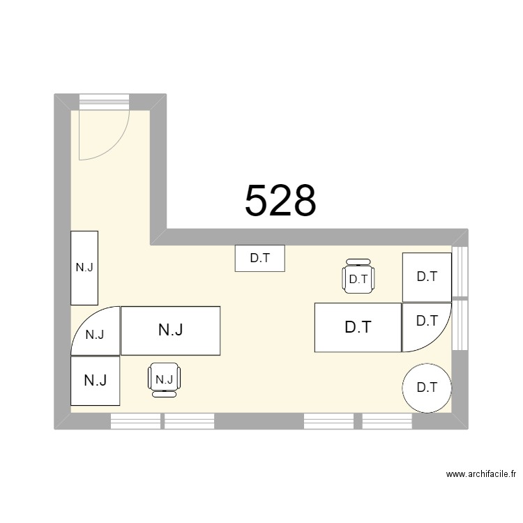 Bureau R 528 - N.JOUINEAU - D.TAMADAZT. Plan de 1 pièce et 19 m2