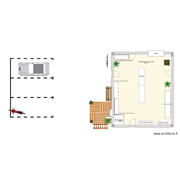 Marché de Lullier 2. Plan de 1 pièce et 69 m2