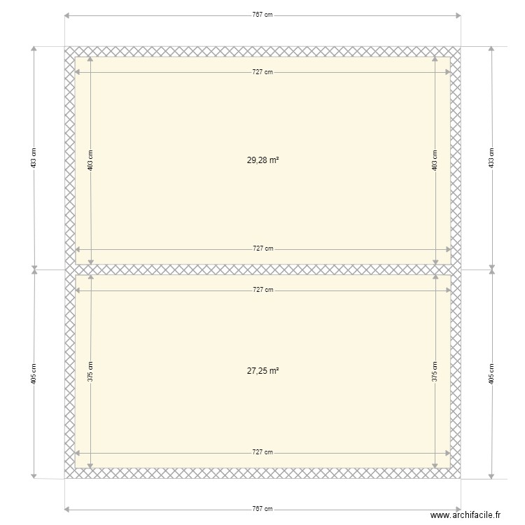 BERCHERES T2. Plan de 2 pièces et 57 m2