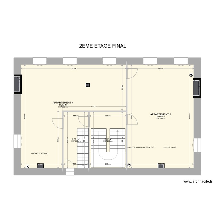 Condamine 2emeETAGE Final. Plan de 4 pièces et 92 m2