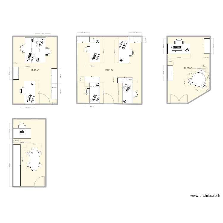 réorg. Plan de 4 pièces et 74 m2