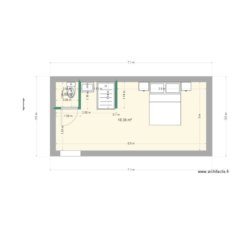 gauthier ponsat 4. Plan de 2 pièces et 19 m2