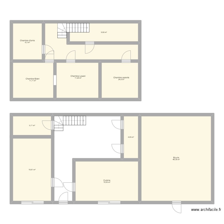 Maison Cras. Plan de 10 pièces et 161 m2