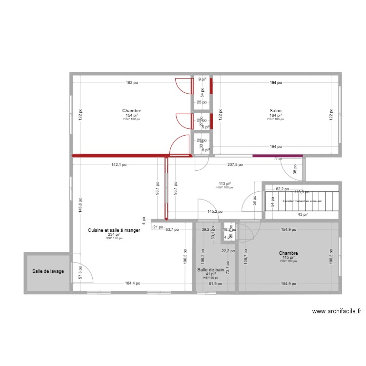 6425 - Plan existant. Plan de 13 pièces et 173 m2