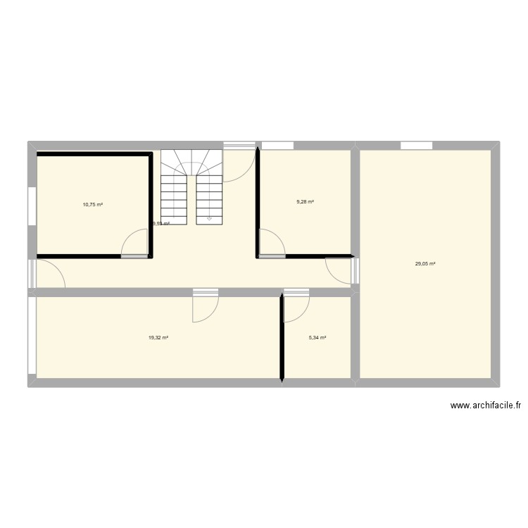 plan RDC2. Plan de 6 pièces et 106 m2