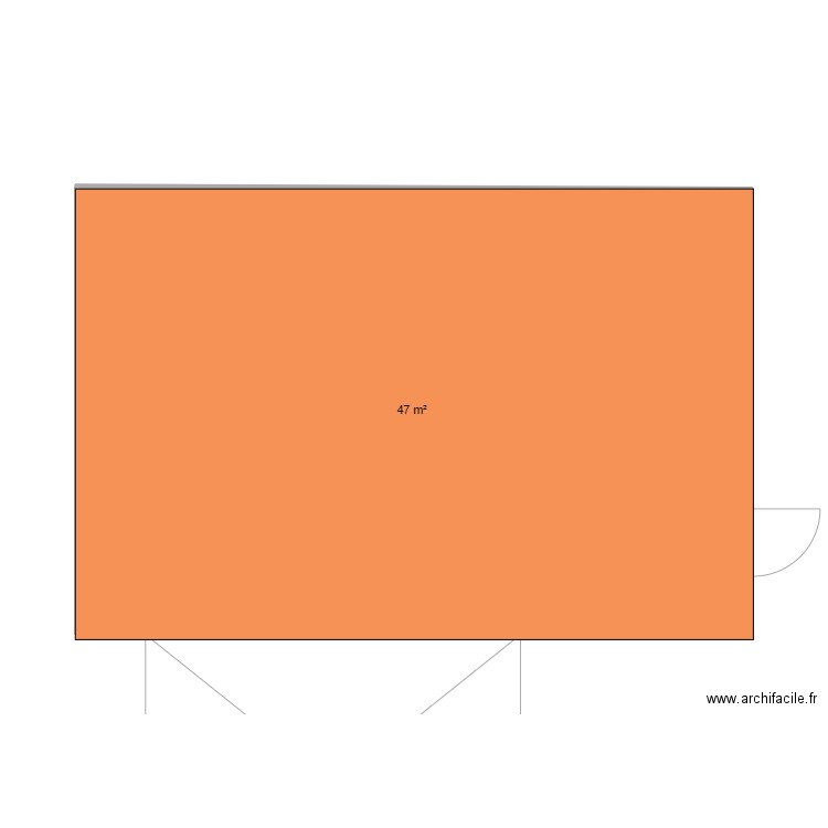 garage. Plan de 1 pièce et 47 m2