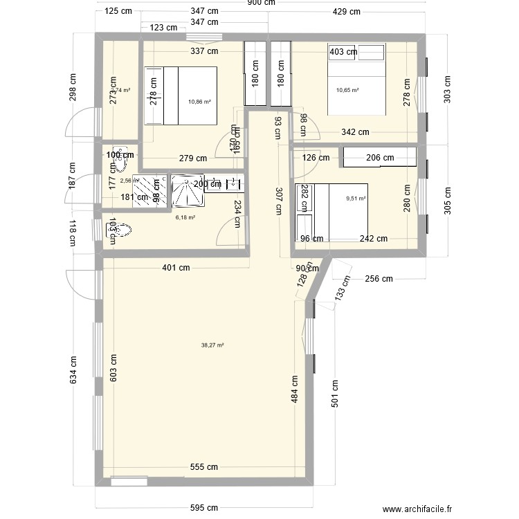 Luxey Annexe 3. Plan de 7 pièces et 81 m2