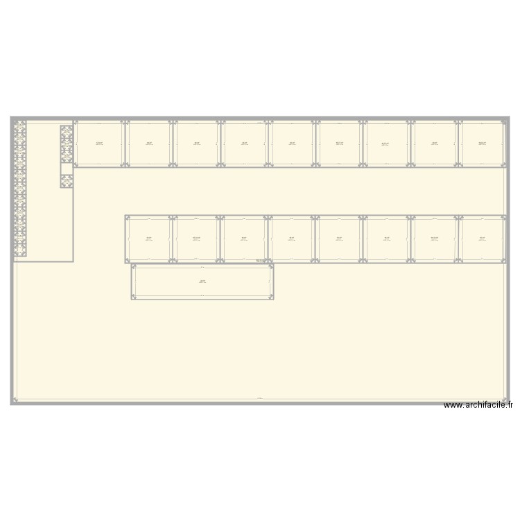 Box . Plan de 34 pièces et 1332 m2