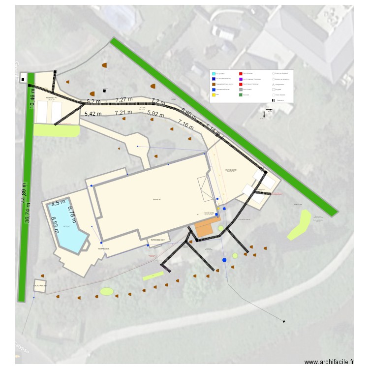 Extérieurs - Projet Août 2024. Plan de 15 pièces et 1205 m2